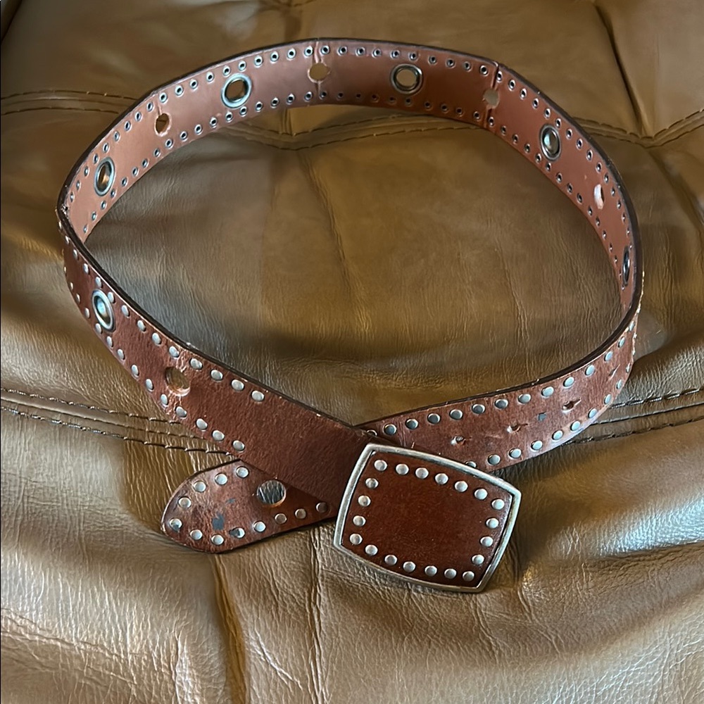 Brown Studded Leather Belt